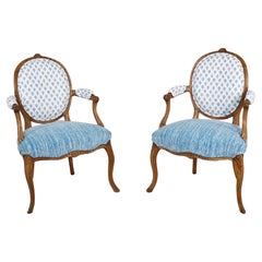 Pair of Mid-19th Century French Régence Style Fauteuils with Modern Fabrics