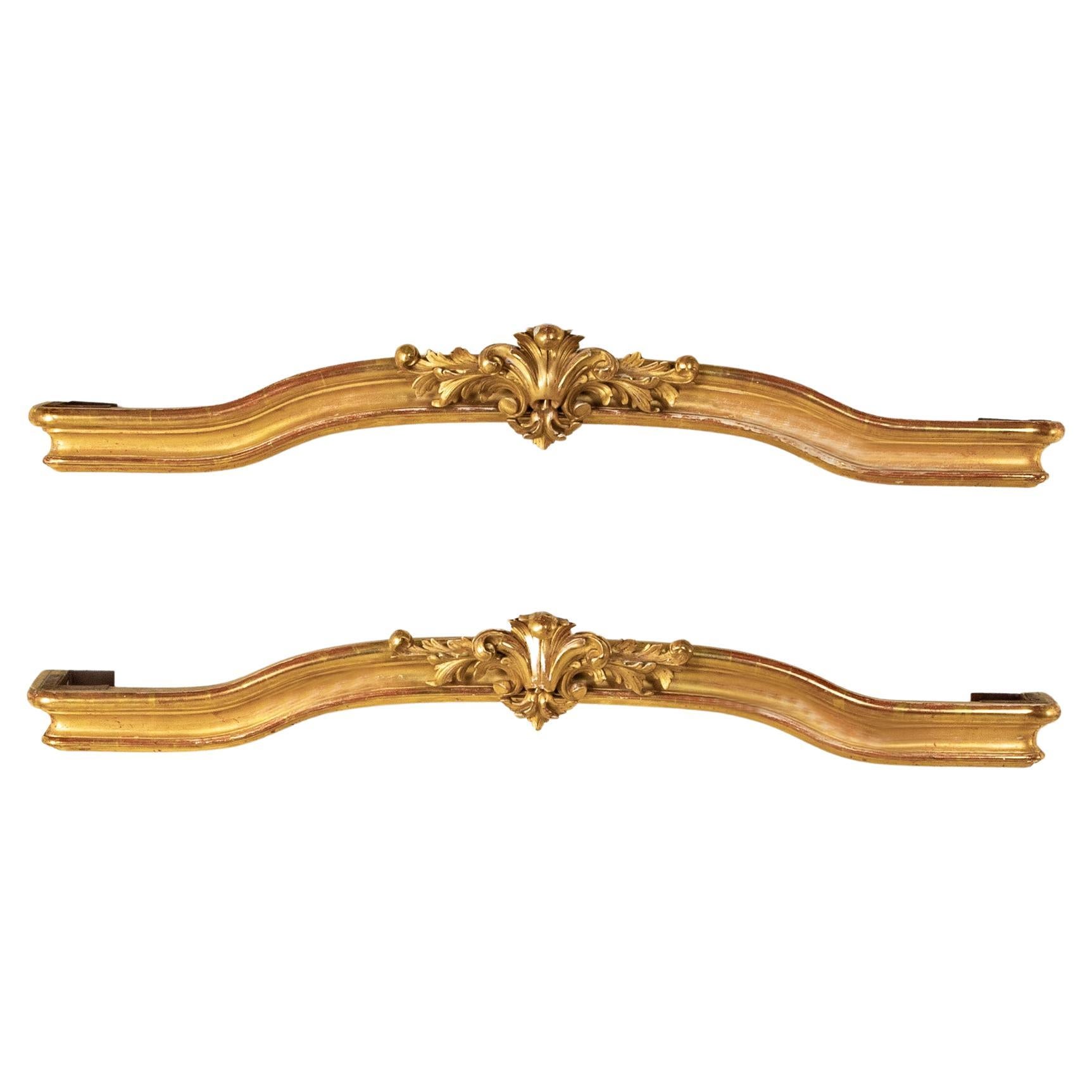 Pair of Mid-19th Century French Regency Style Giltwood Window Cornices, Valances