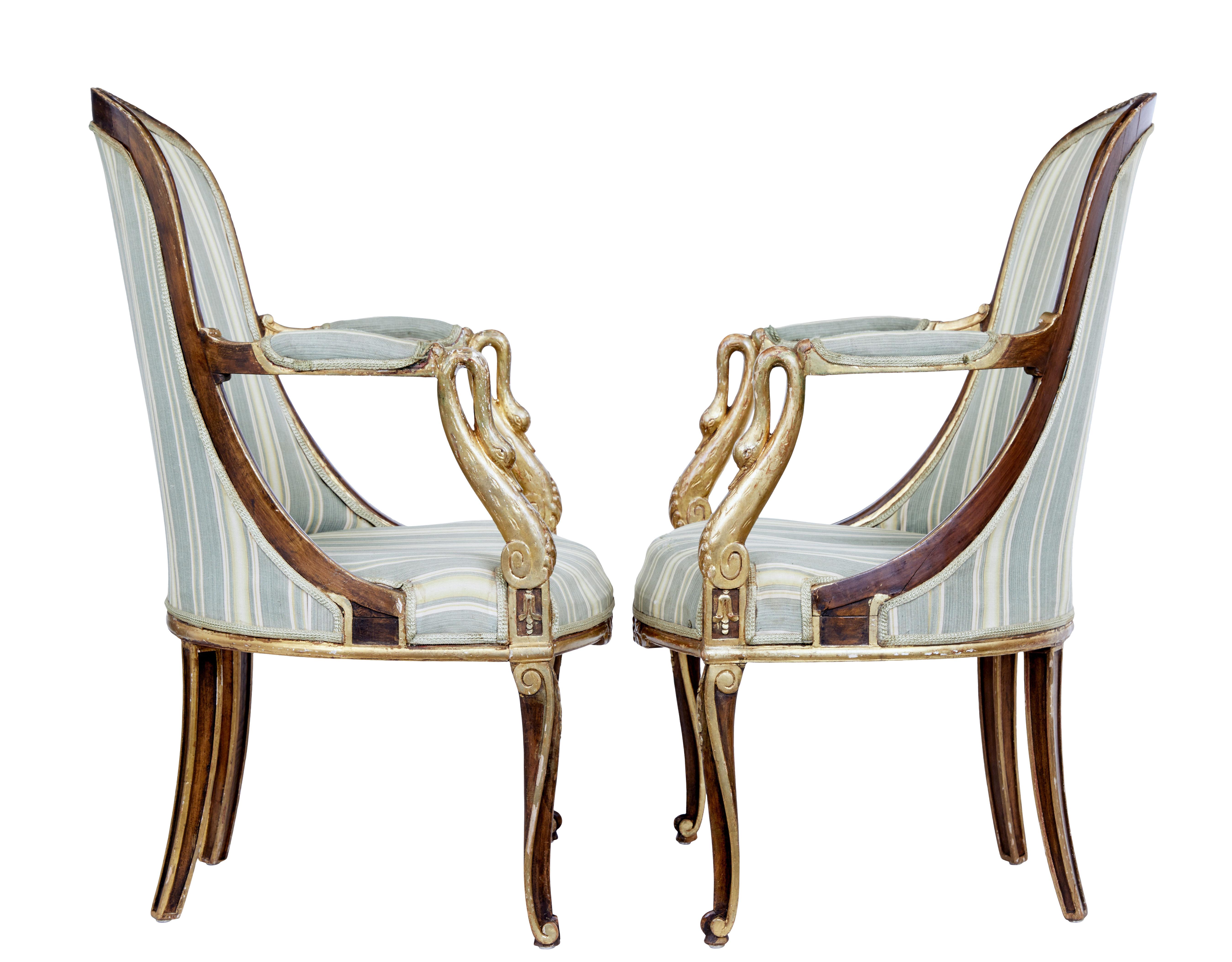 Pair of Mid-19th Century French Walnut and Gilt Armchairs In Good Condition In Debenham, Suffolk