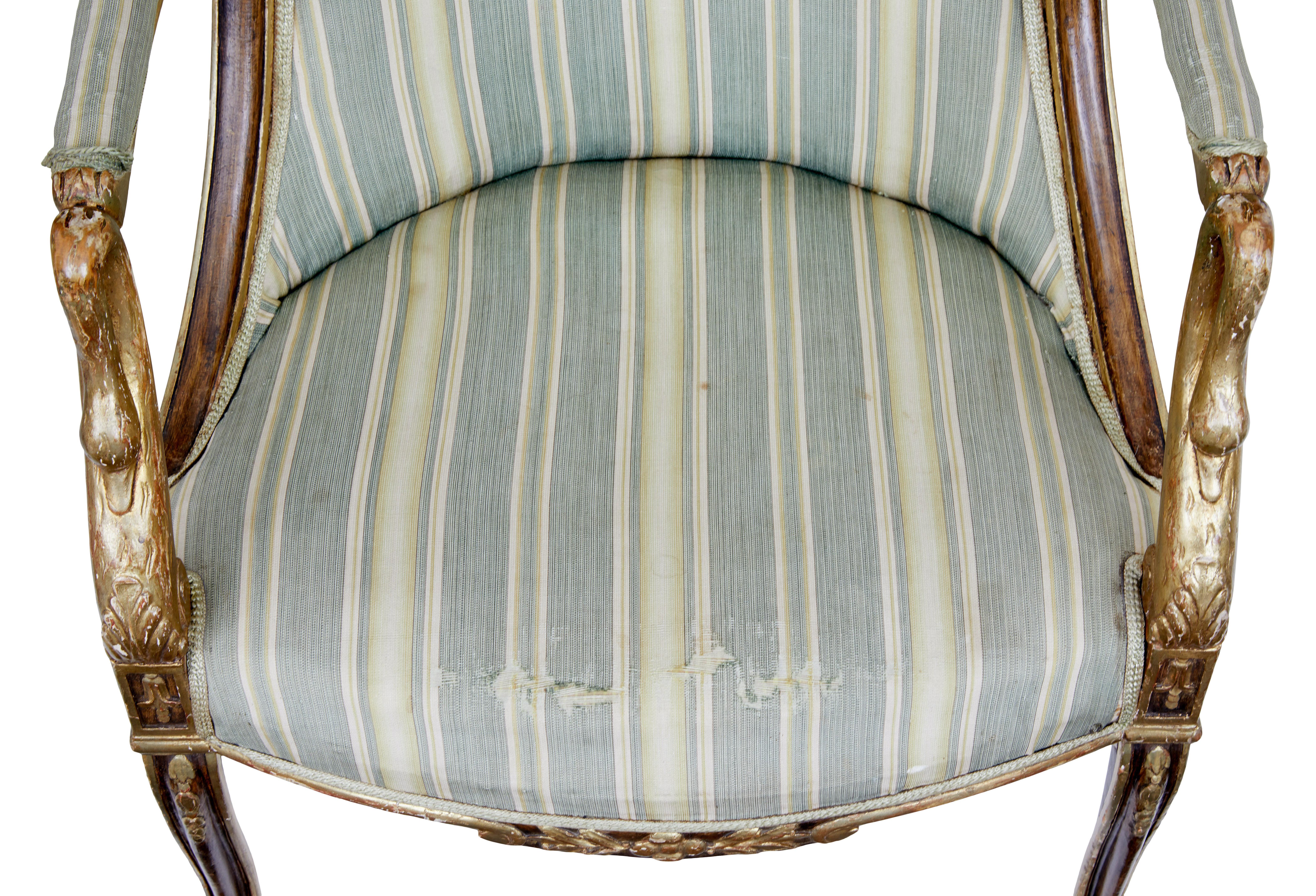 Pair of Mid-19th Century French Walnut and Gilt Armchairs For Sale at ...
