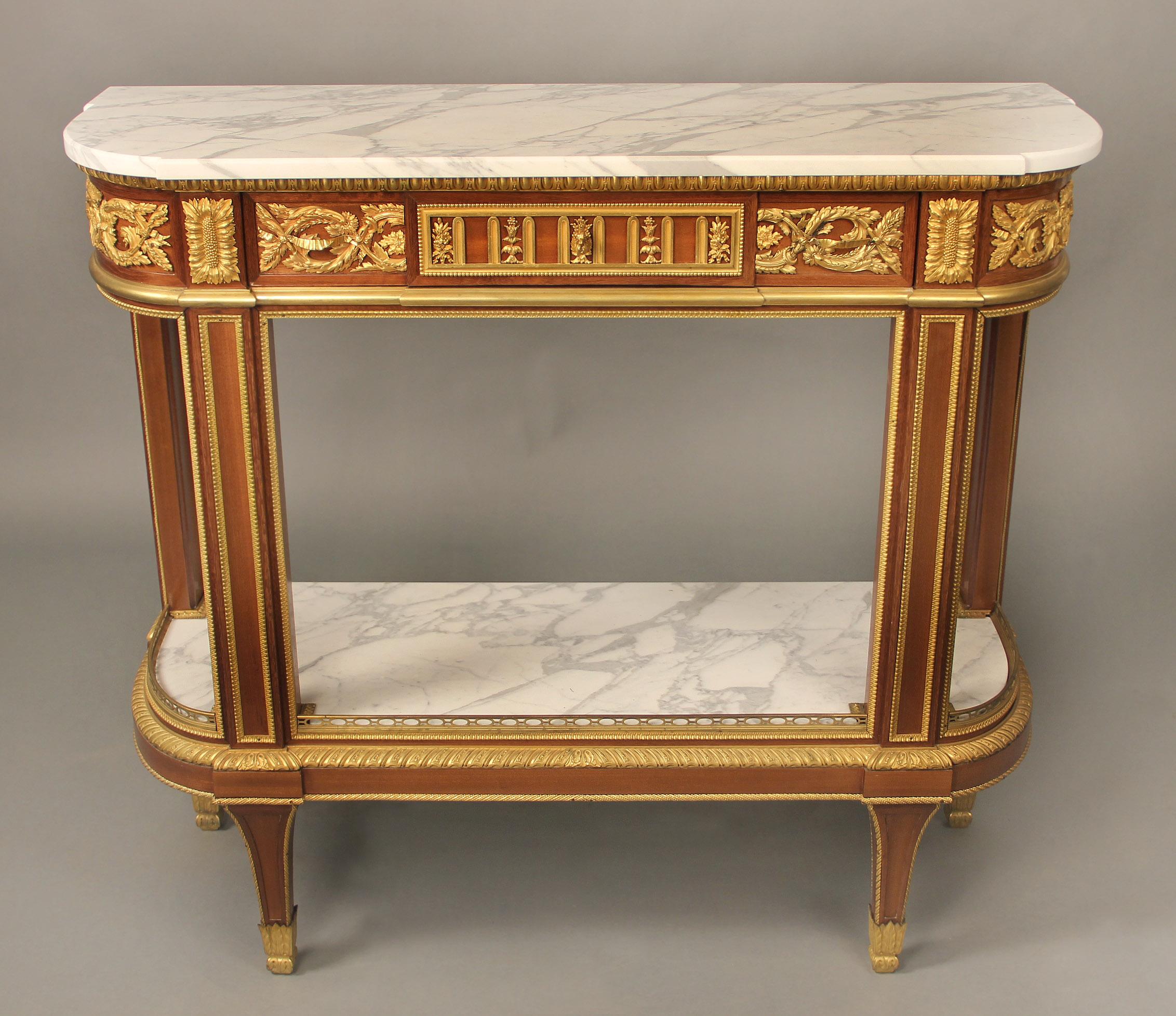 French Pair of Mid 19th Century Gilt Bronze Mounted Console/Dessert Tables, Winckelsen For Sale