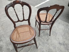 Pair of Mid-19th Century Grain Painted Rosewood Chiavari Chairs with Caned Seats