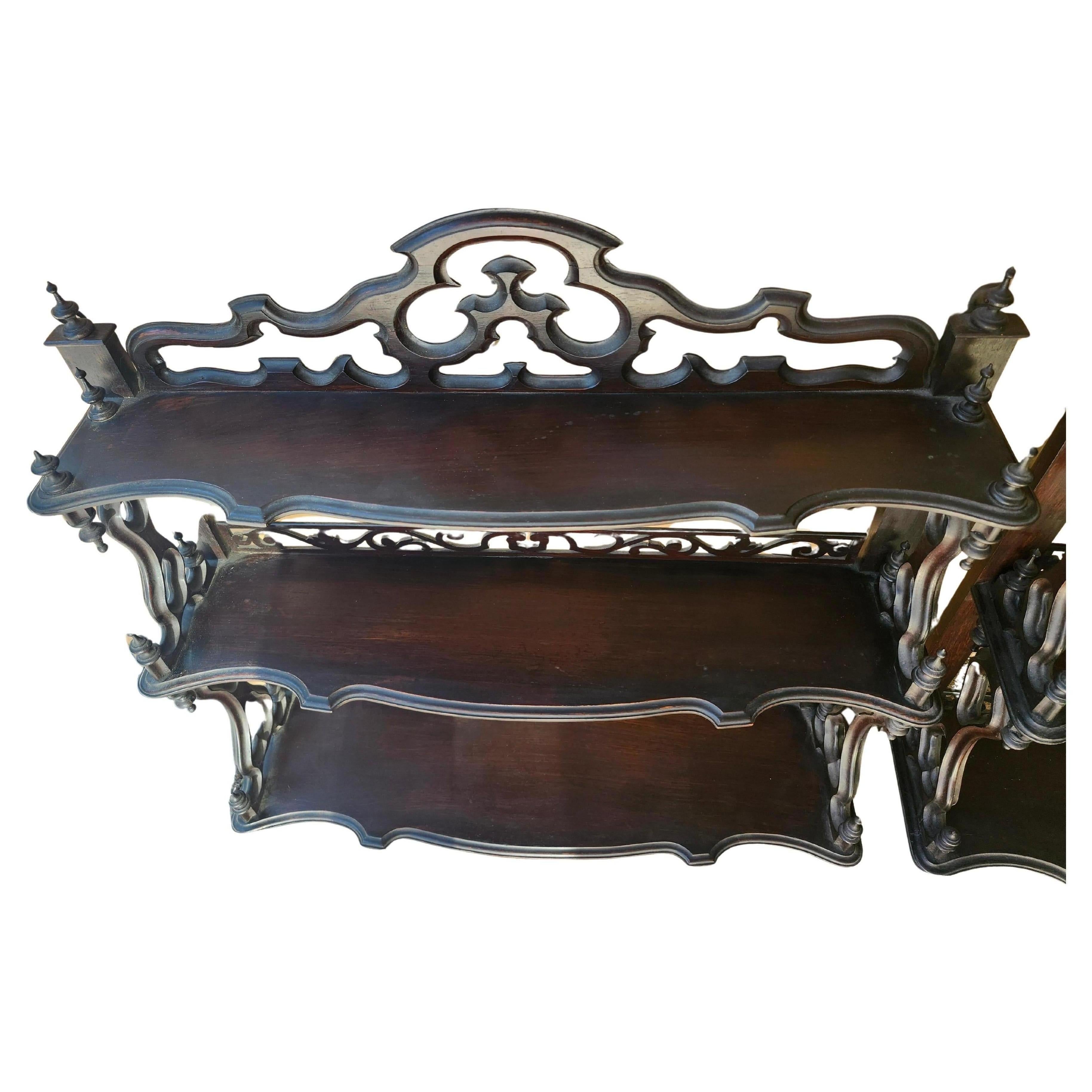 Austrian Pair of Mid 19th Century Hand Crafted Rosewood Matching Shelf Units Herter Bros For Sale
