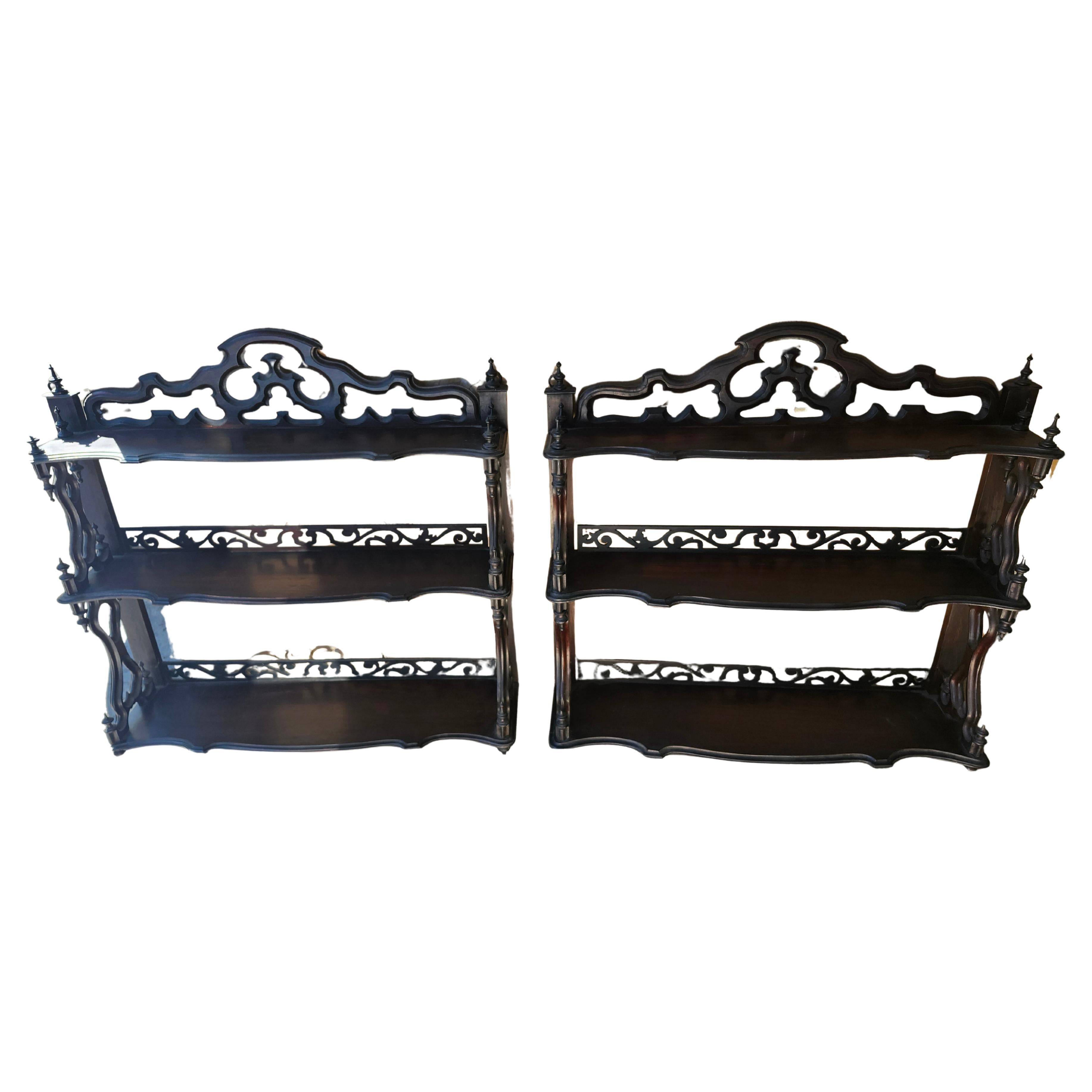 Mid-20th Century Pair of Mid 19th Century Hand Crafted Rosewood Matching Shelf Units Herter Bros For Sale