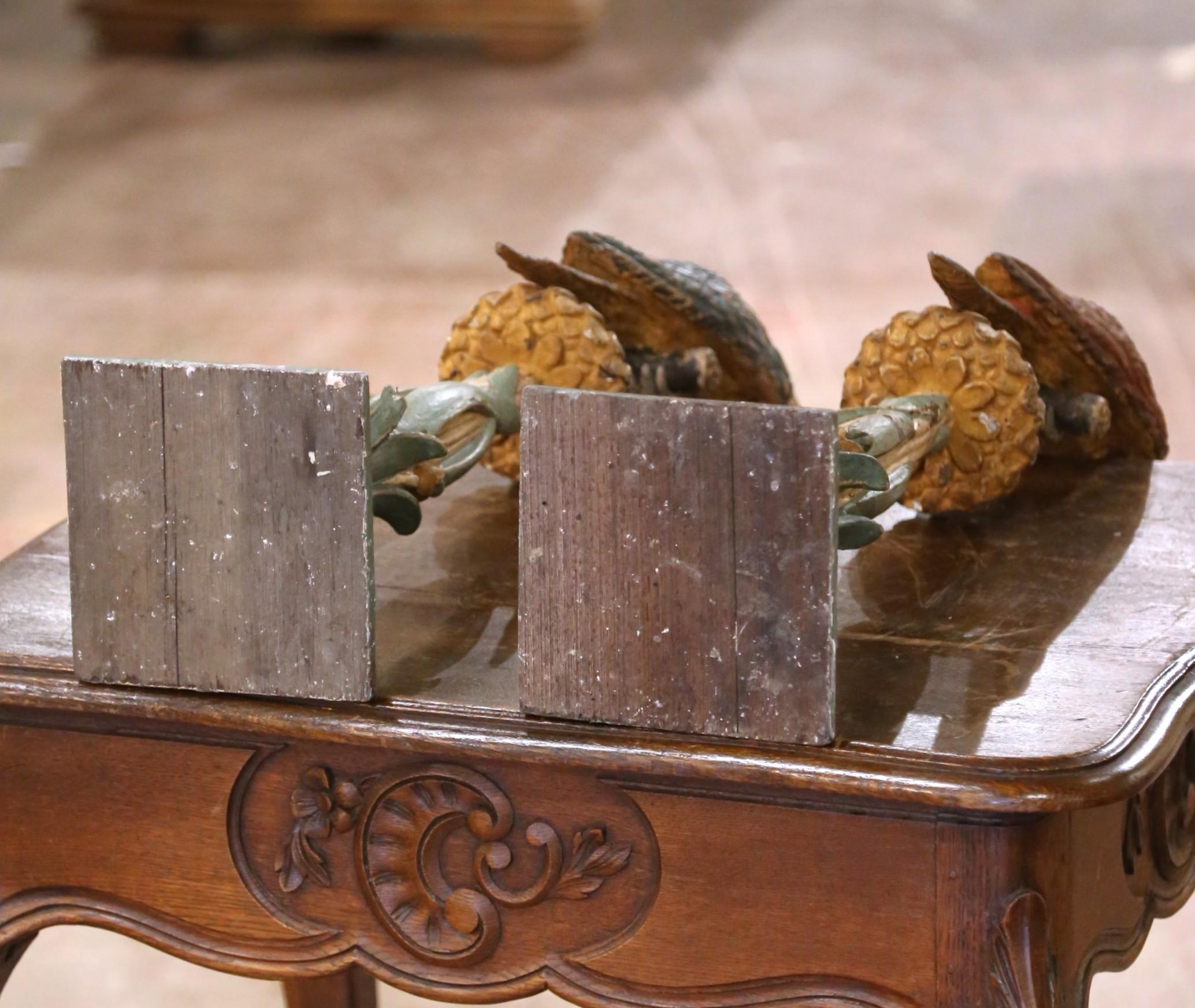 Pair of Mid 19th Century Italian Carved and Painted Parrot Candlestick Stands For Sale 6