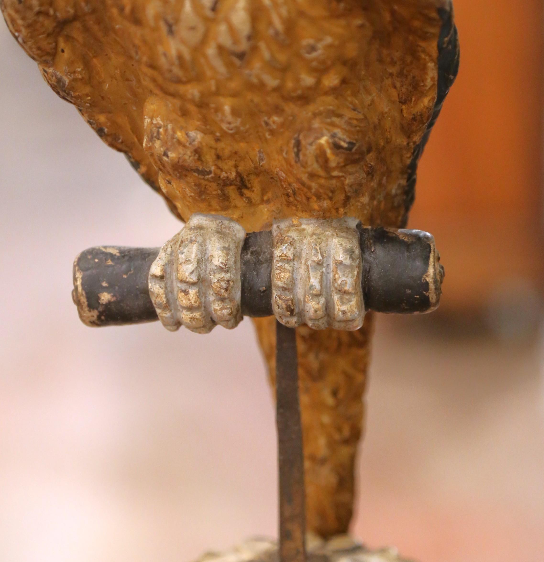 Pair of Mid 19th Century Italian Carved and Painted Parrot Candlestick Stands For Sale 2