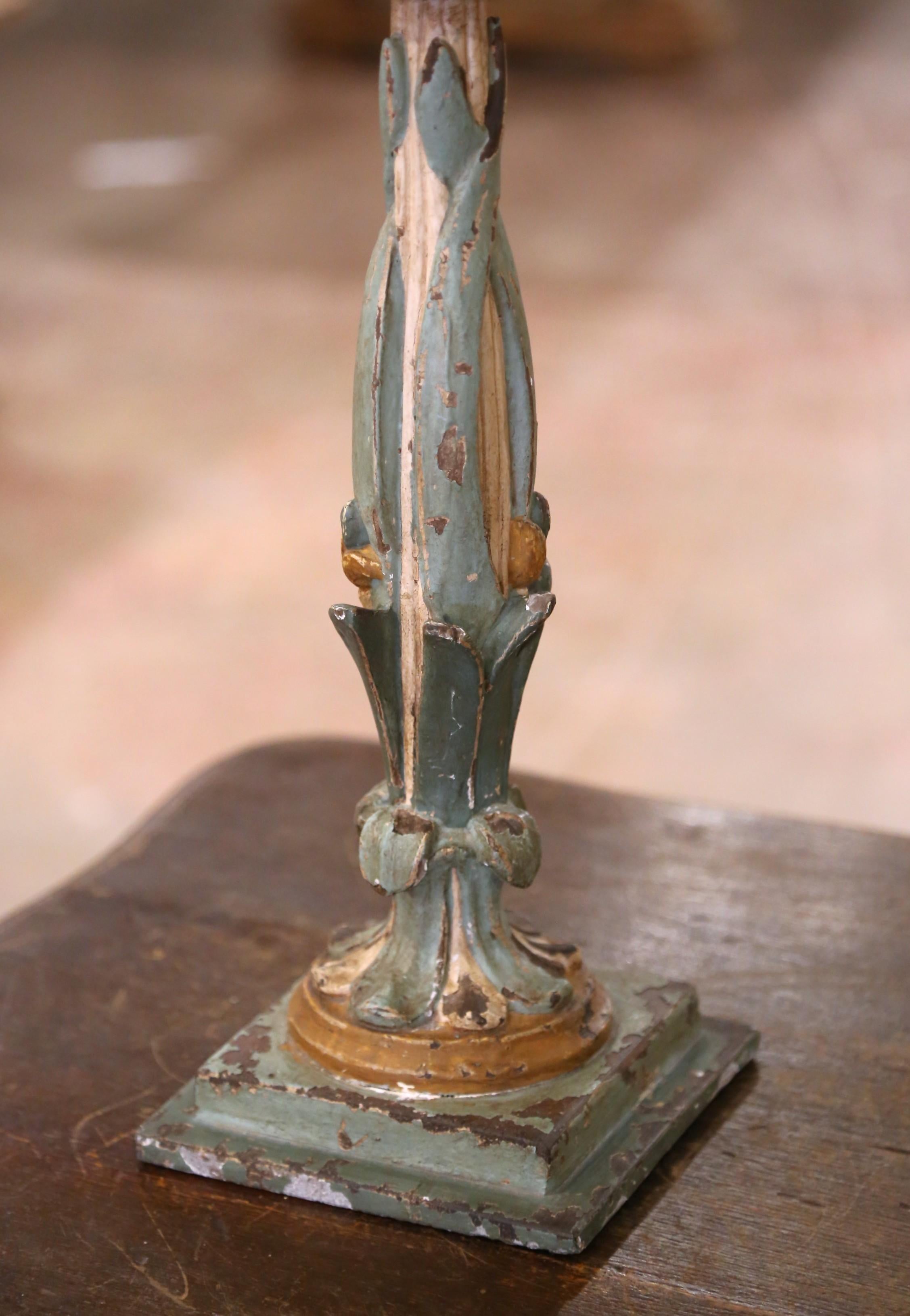 Pair of Mid 19th Century Italian Carved and Painted Parrot Candlestick Stands For Sale 3