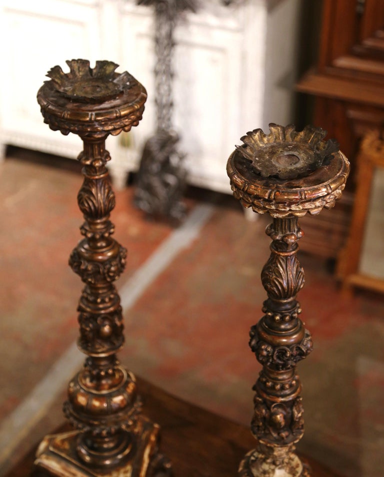 Pair of Mid 19th Century Italian Carved Polychrome and Painted ...
