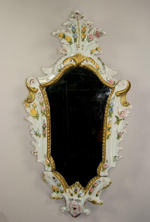 #6-596ab  Rare Italian handmade Majolica mirror from Le Marche.(2 available}
Priced individually
