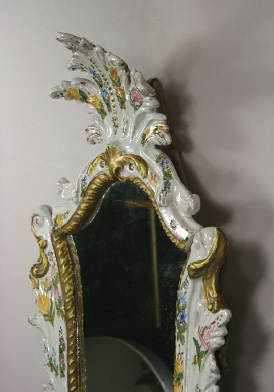 Mid-19th Century Italian Majolica Mirror(2 available) For Sale 2