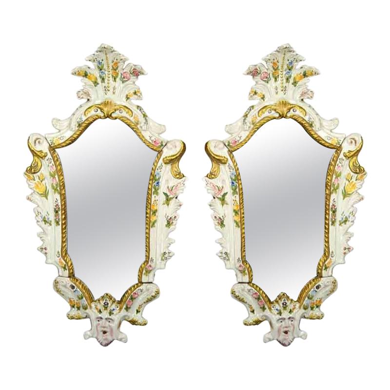 Mid-19th Century Italian Majolica Mirror(2 available)