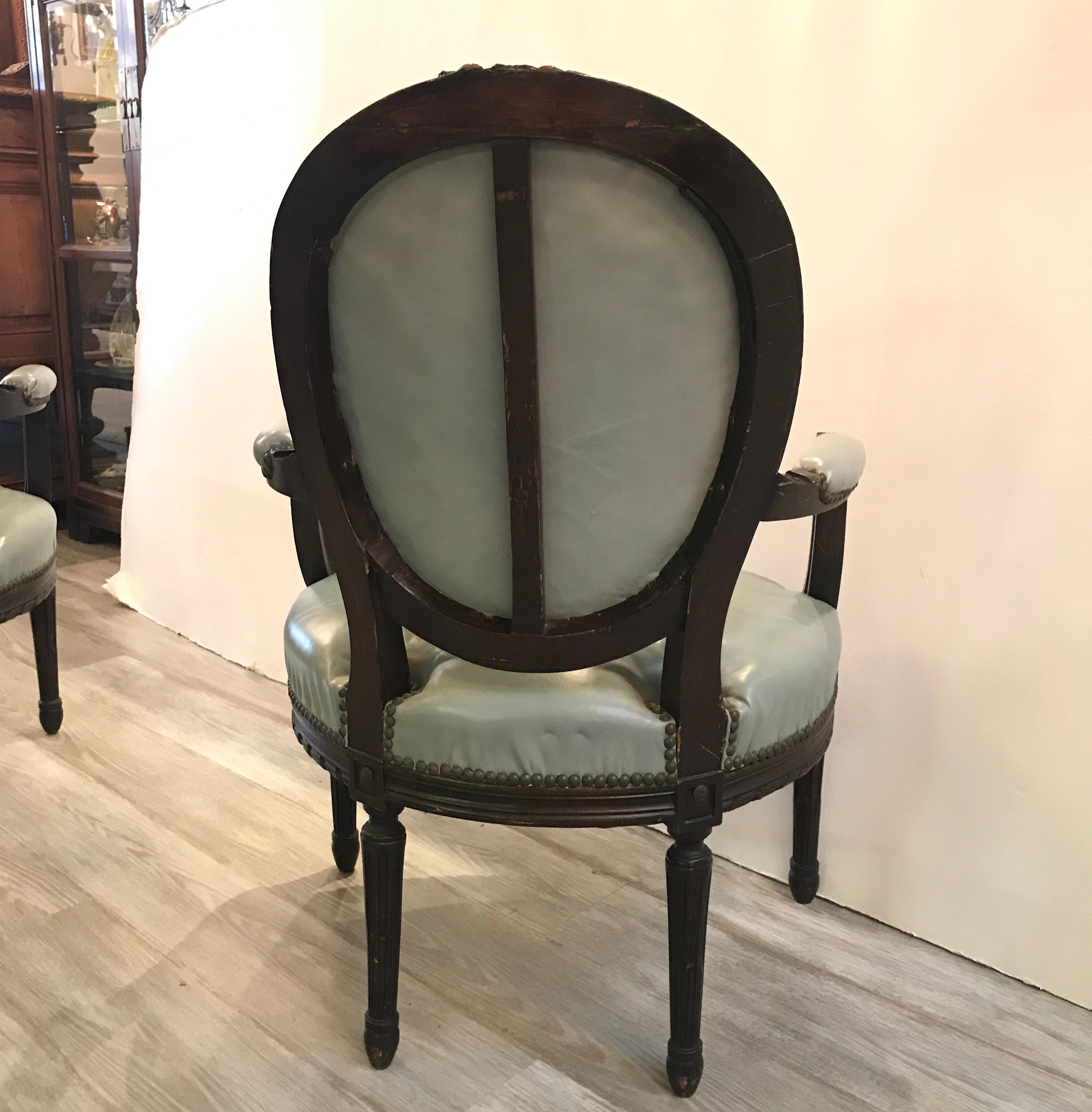 Pair of Mid-19th Century Louis XVI Style Armchairs 5