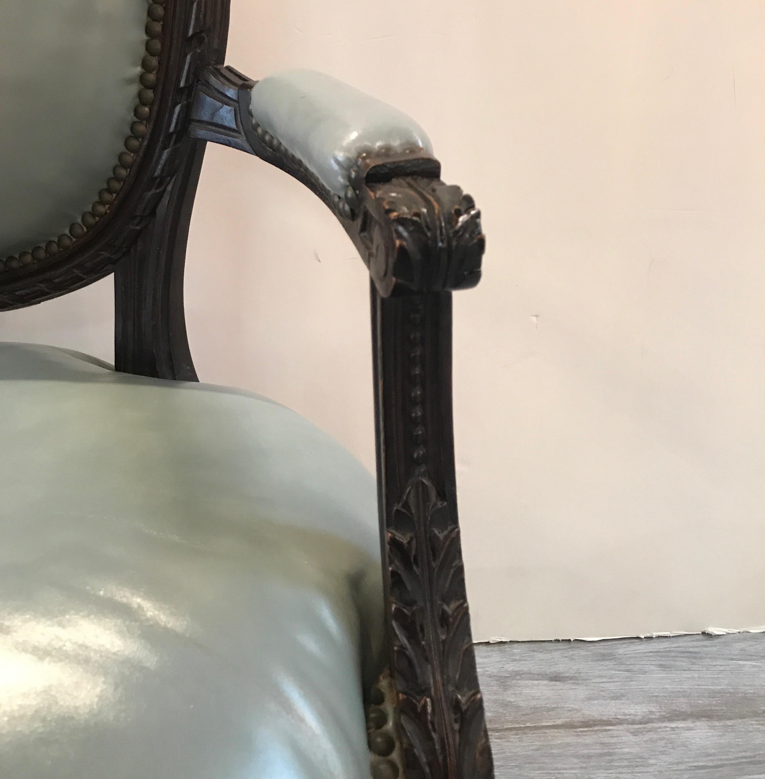 Pair of Mid-19th Century Louis XVI Style Armchairs 4