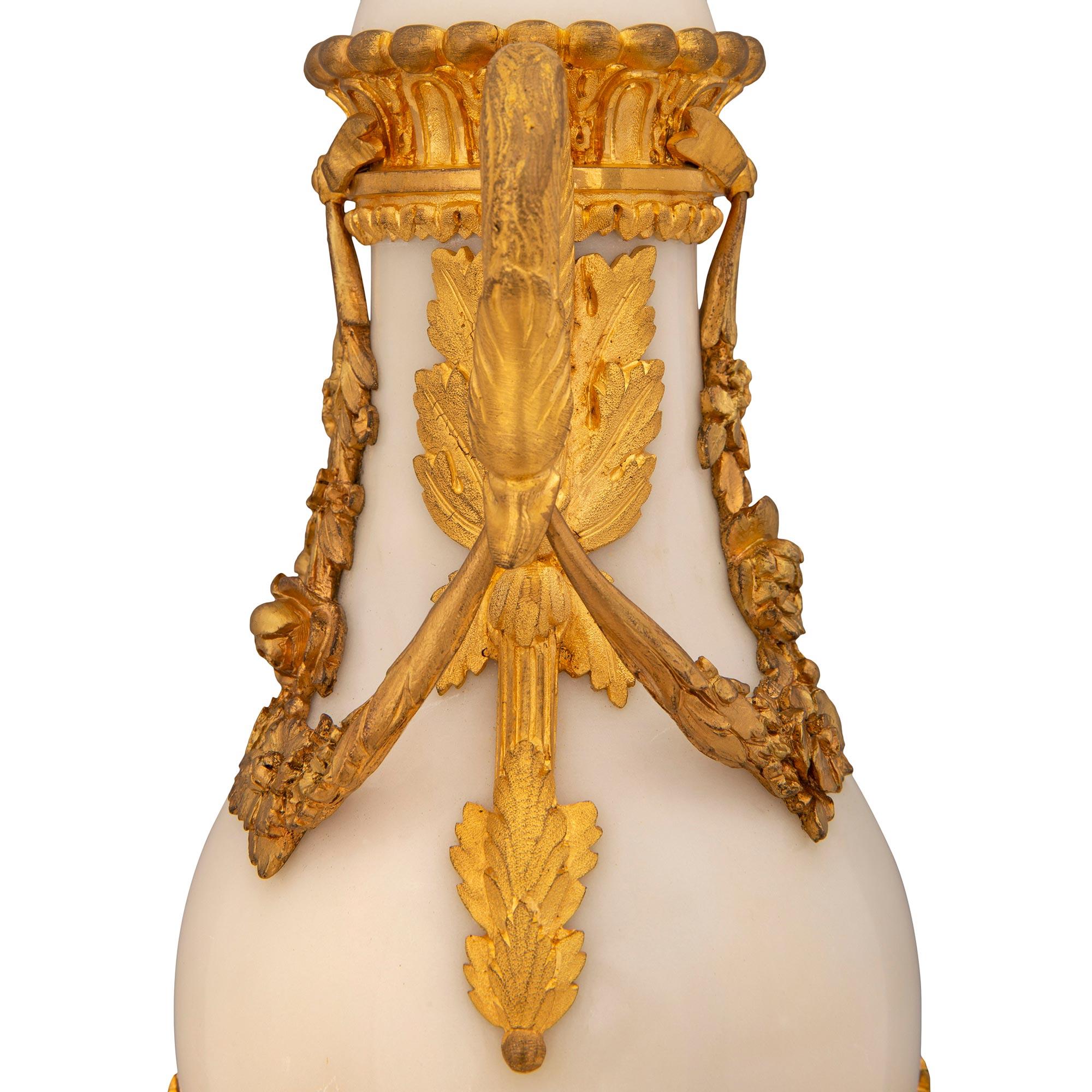 Pair of Mid-19th Century Louis XVI Style Marble and Ormolu Mounted Cassolettes For Sale 3