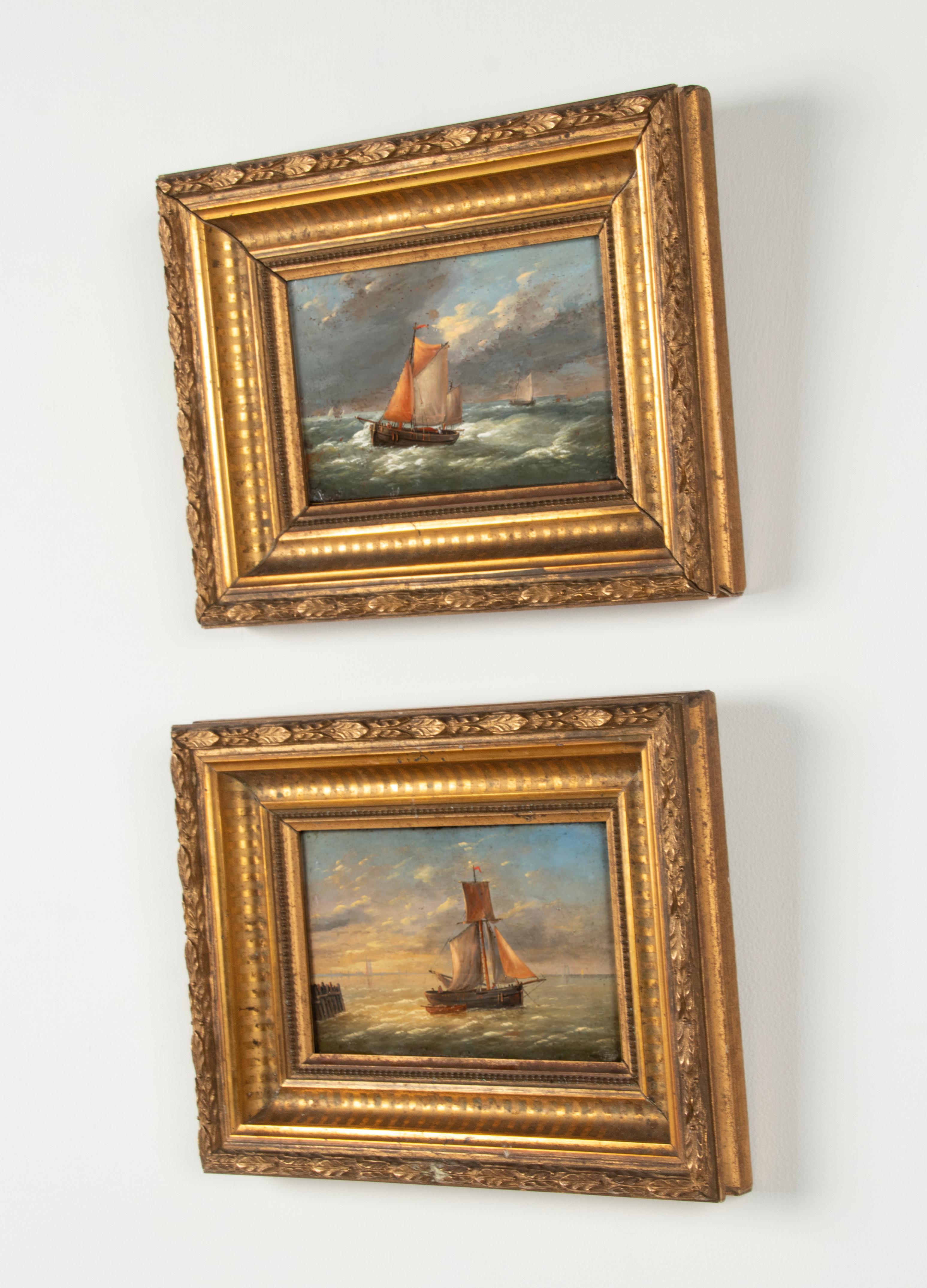 Pair of Mid 19th Century Oil Paintings Sailing Boats 6