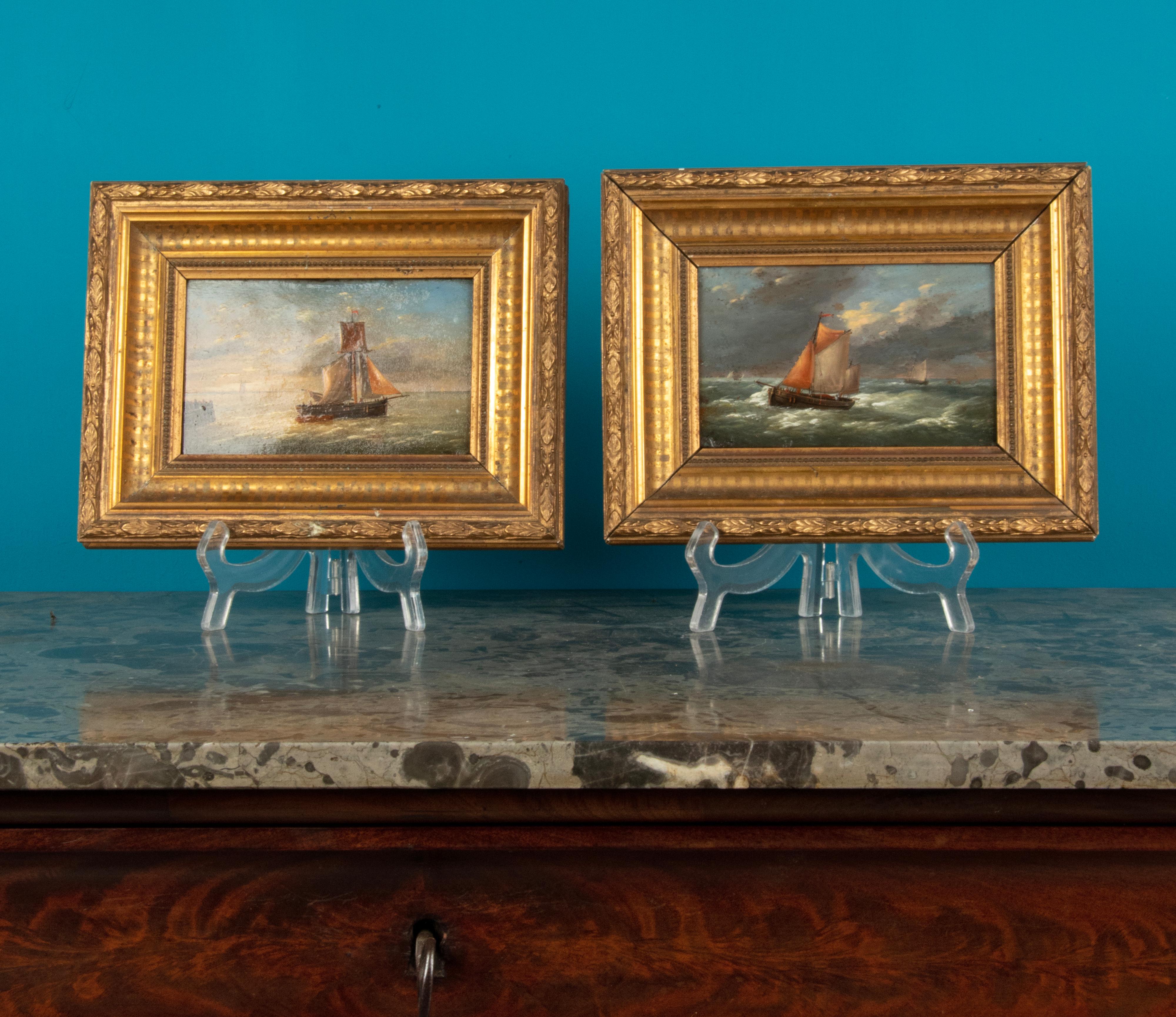 Mid-19th Century Pair of Mid 19th Century Oil Paintings Sailing Boats