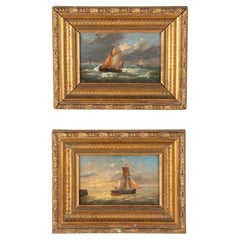 Pair of Mid 19th Century Oil Paintings Sailing Boats