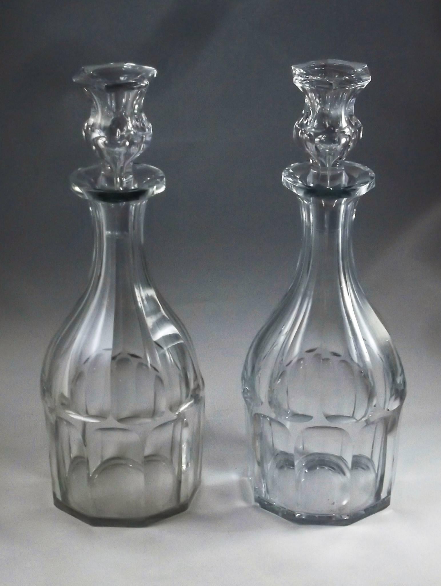 Pair of Mid-19th Century Panel Cut Decanters Attributed to Baccarat For ...