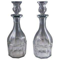 Pair of Mid-19th Century Panel Cut Decanters Attributed to Baccarat