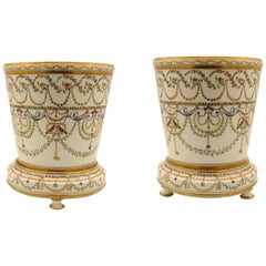 Pair of Mid-19th Century Paris Porcelain Cache-Pots