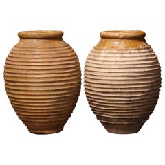 Pair of Mid-19th Century Patinated Greek Terracotta Olive Jars