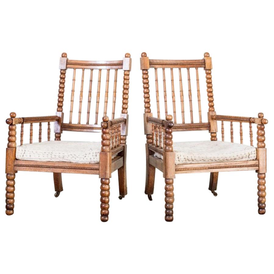 Pair of Mid-19th Century Scottish Oak Bobbin Chairs