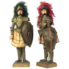 Paar sizilianische Marionettes aus der Mitte des 19. Jahrhunderts
