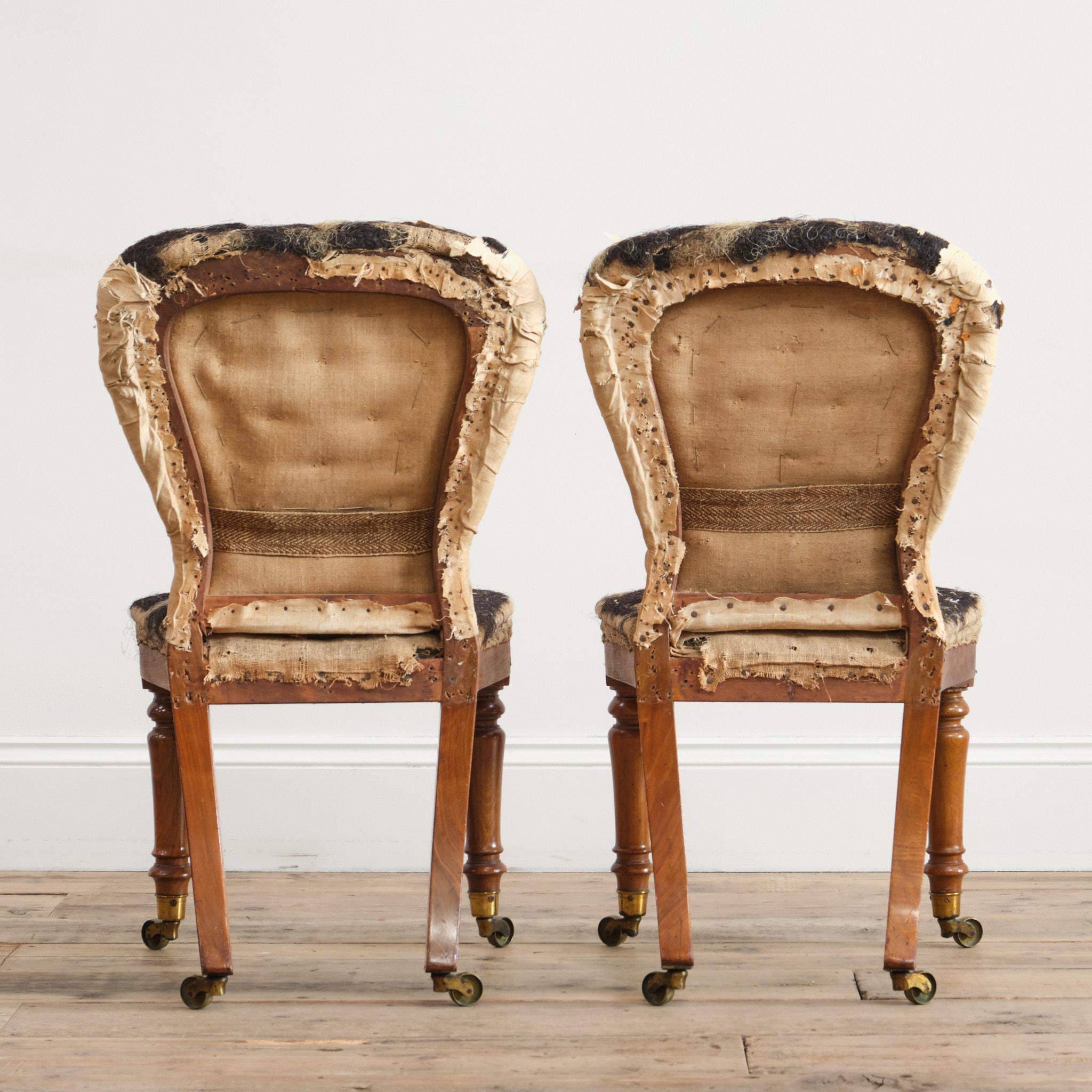Early Victorian Pair of mid 19th Century Slipper Chairs c1840 For Sale