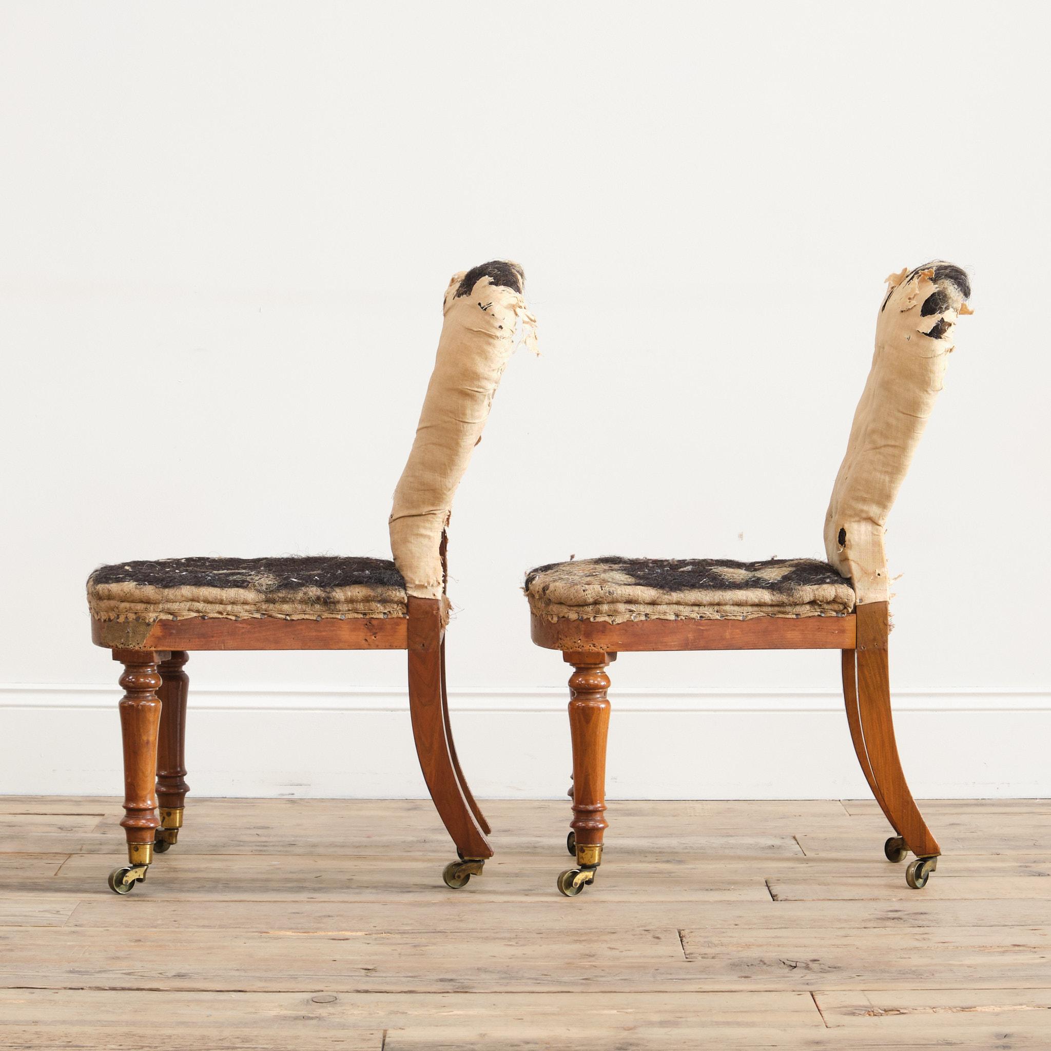 English Pair of mid 19th Century Slipper Chairs c1840 For Sale