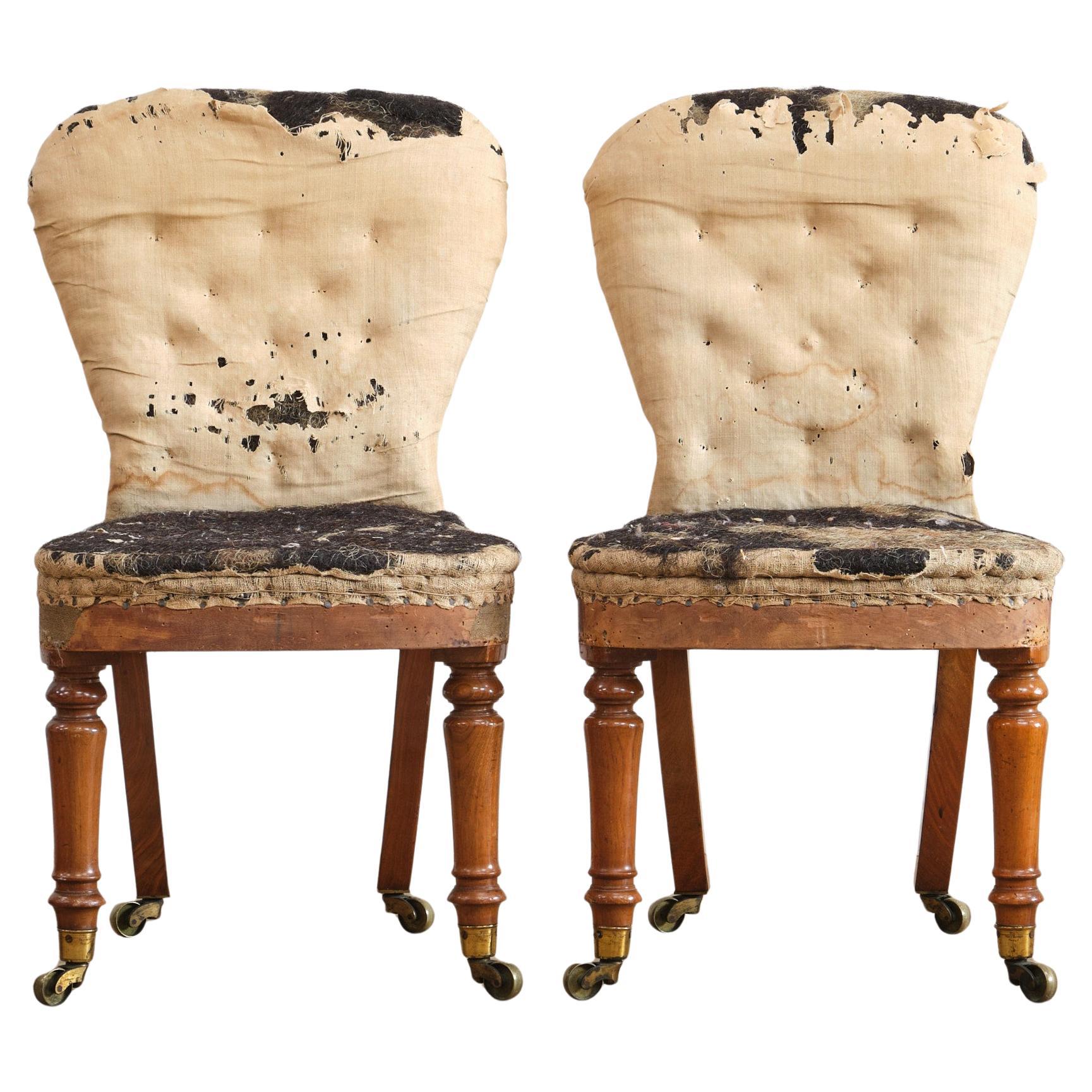 Pair of mid 19th Century Slipper Chairs c1840 For Sale