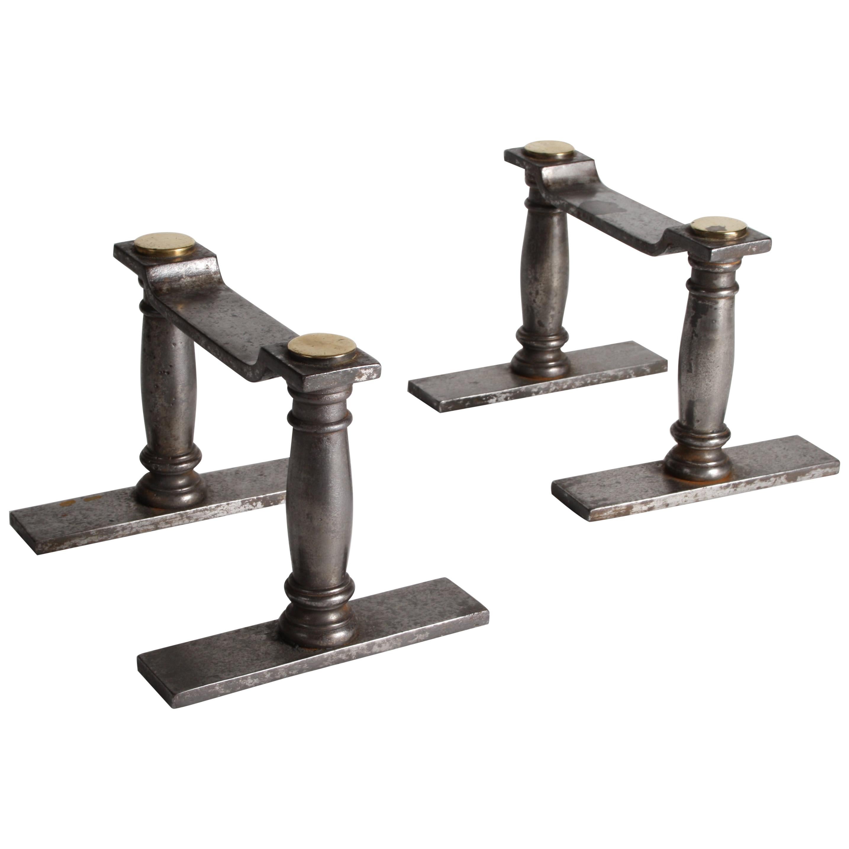 Wrought Iron Cresset Andirons, English, circa 1800 For Sale at 1stDibs