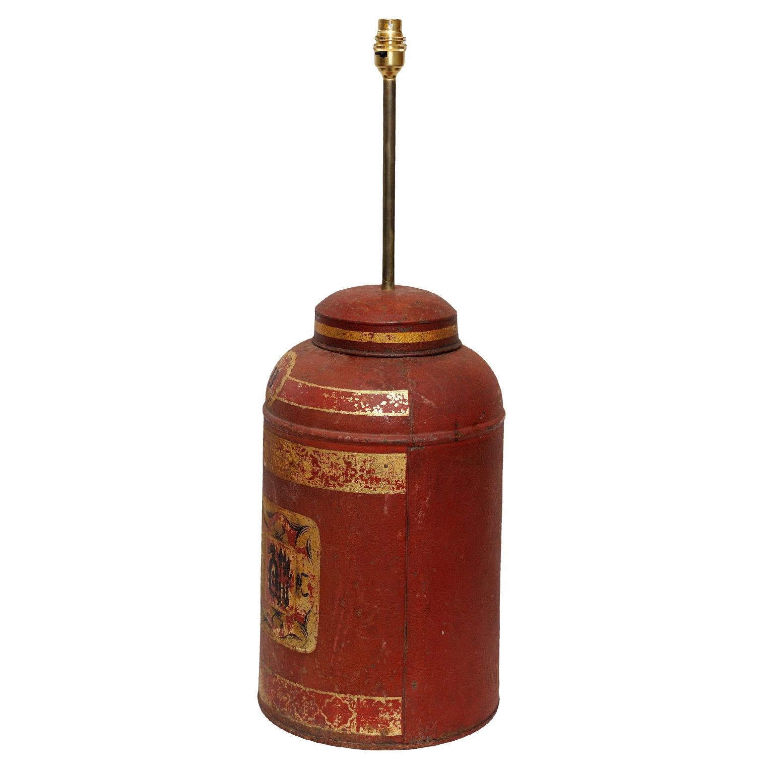 Pair of Mid-19th Century Tole Tea Canister Table Lamps, circa 1860 For Sale 4
