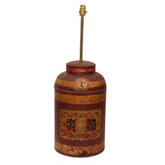Pair of Mid-19th Century Tole Tea Canister Table Lamps, circa 1860