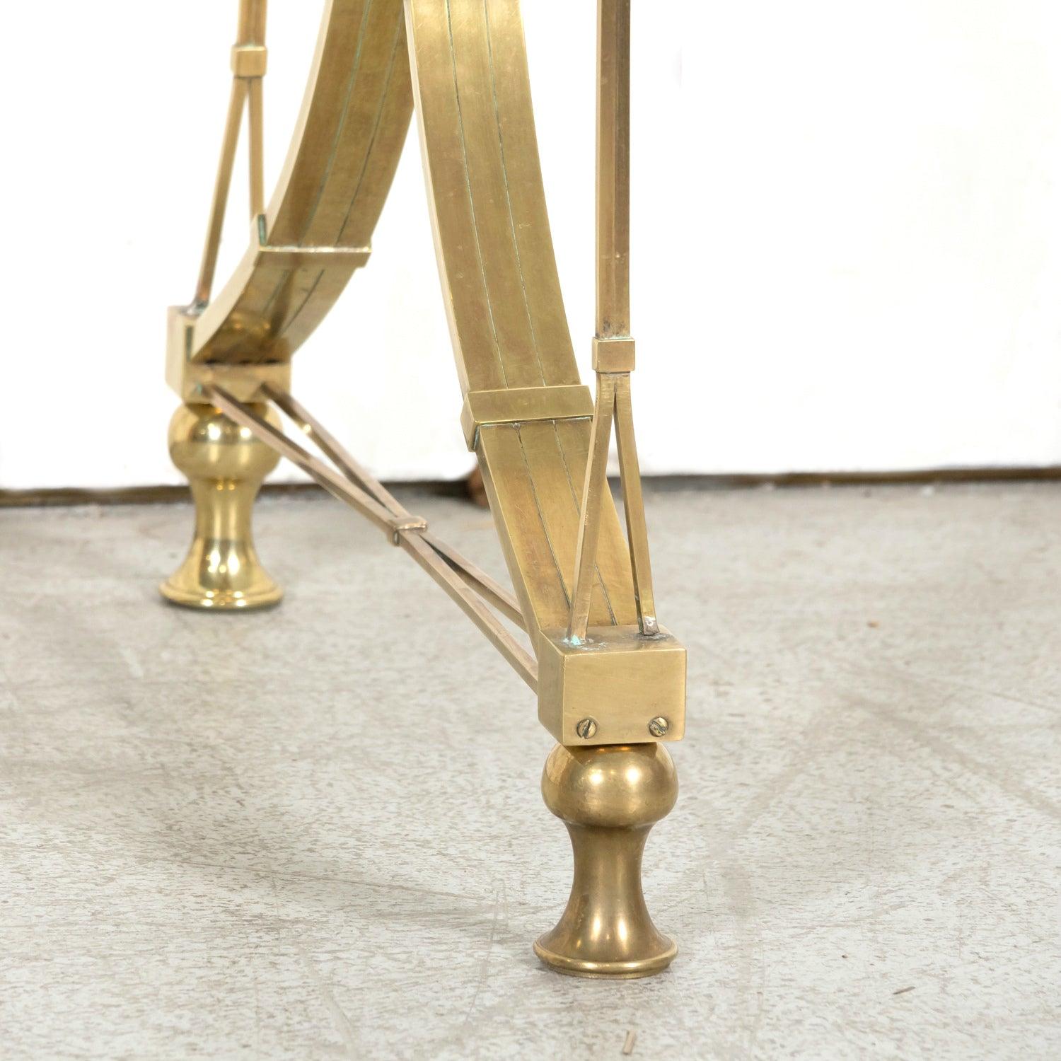 Pair of Mid-20th C French Gilt Brass & Glass Console Tables, Maison Jansen For Sale 8