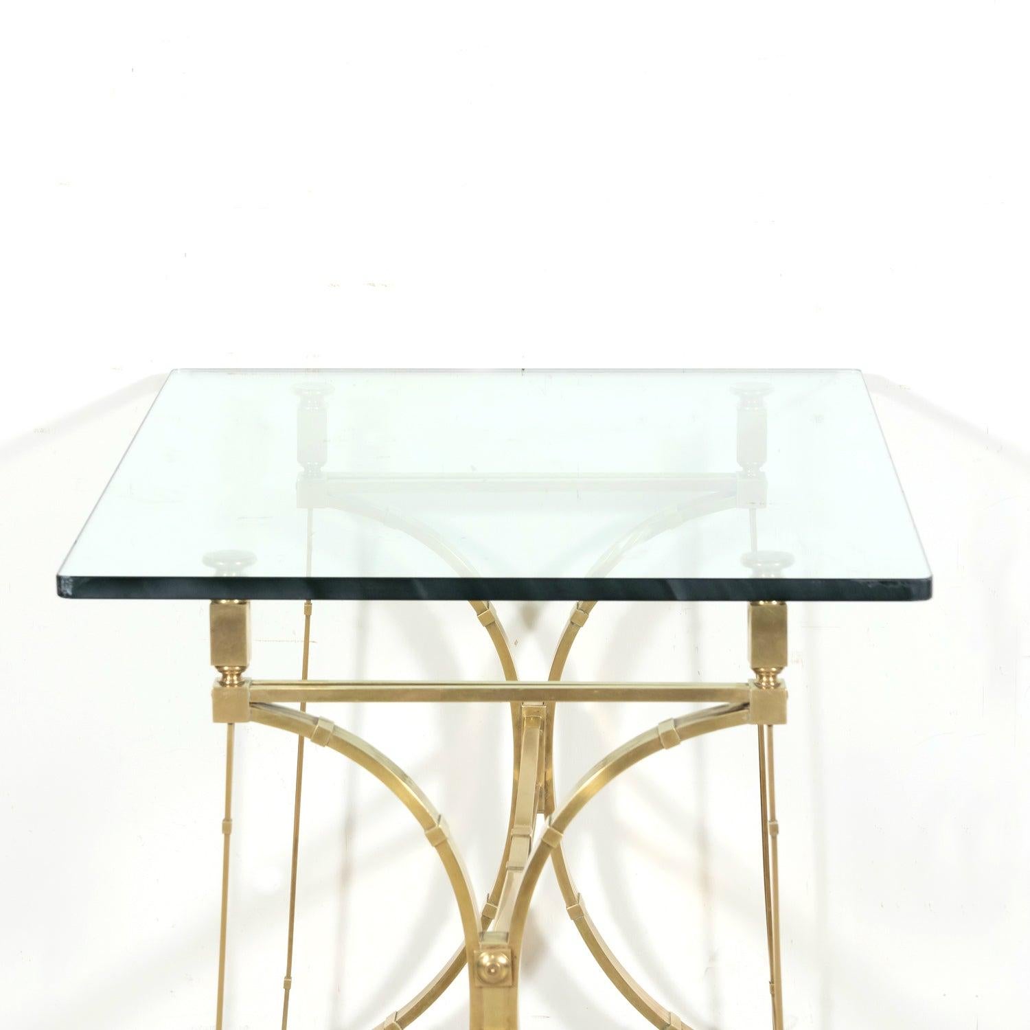 Pair of Mid-20th C French Gilt Brass & Glass Console Tables, Maison Jansen For Sale 12