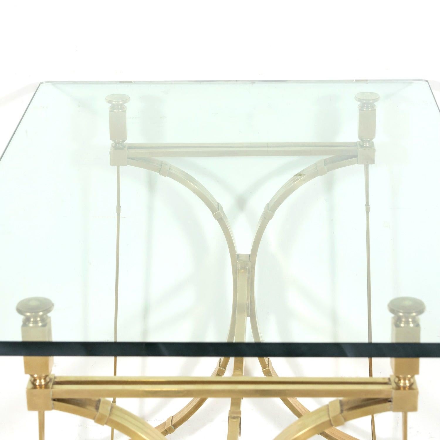 Pair of Mid-20th C French Gilt Brass & Glass Console Tables, Maison Jansen For Sale 13