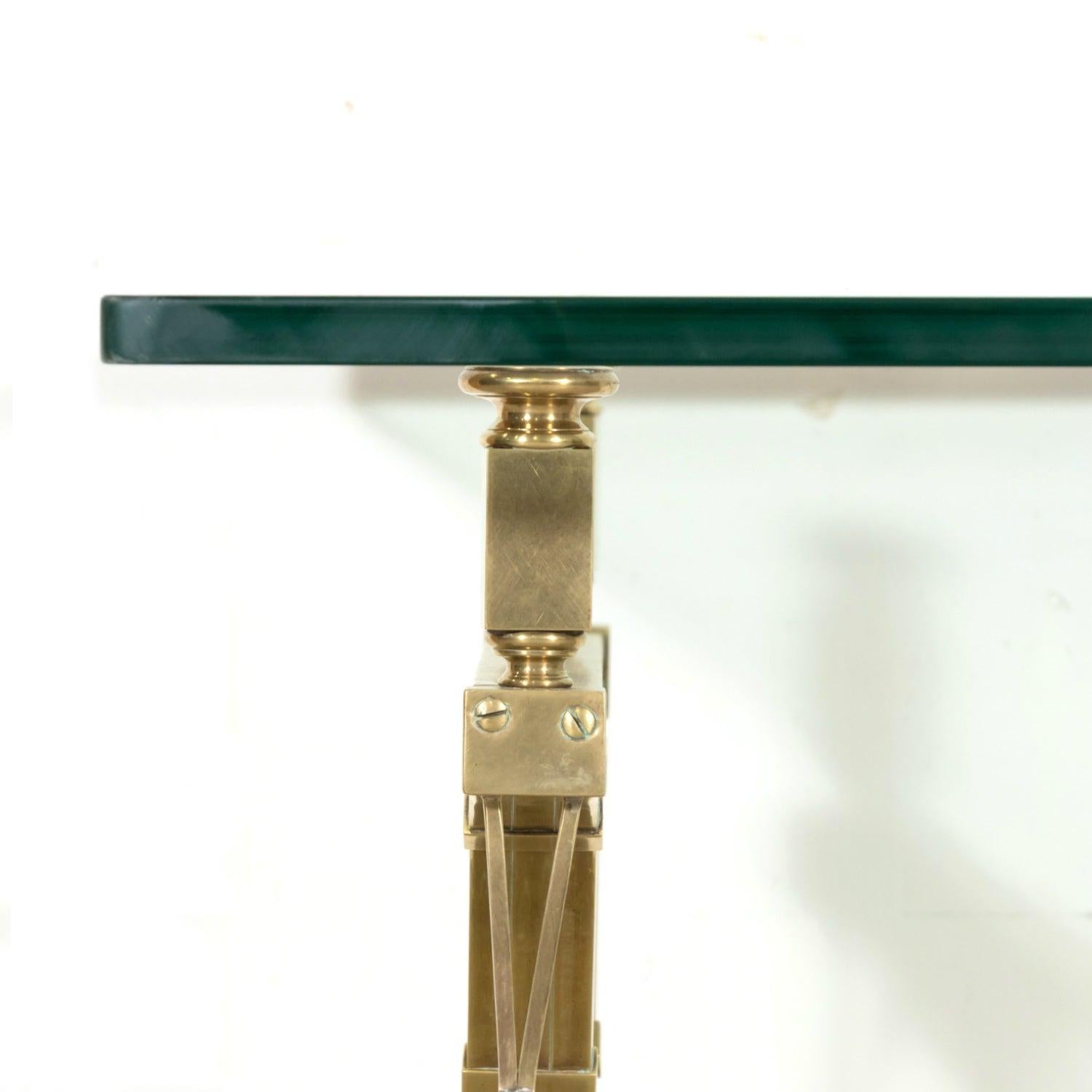 Pair of Mid-20th C French Gilt Brass & Glass Console Tables, Maison Jansen For Sale 2