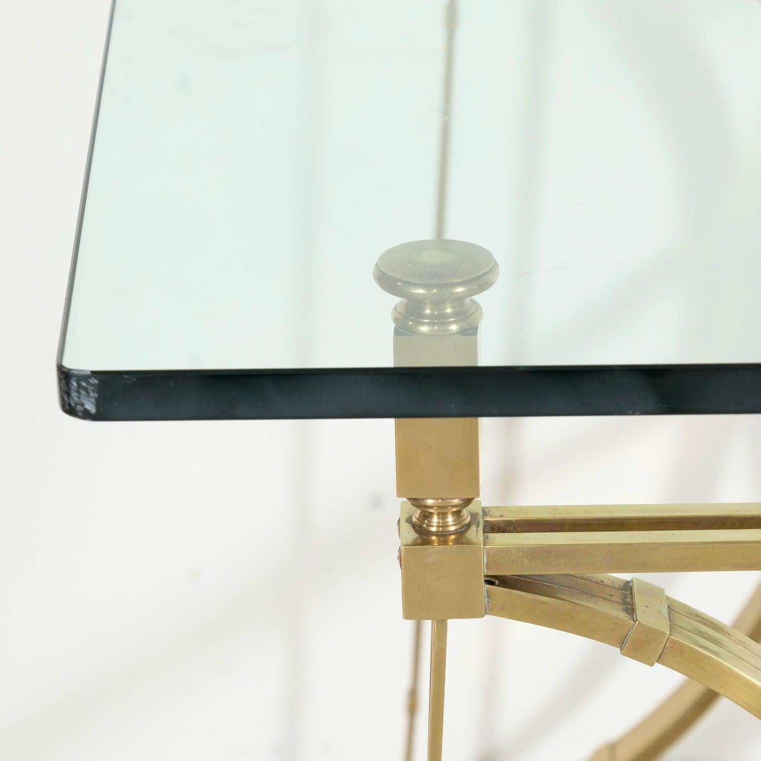 Pair of Mid-20th C French Gilt Brass & Glass Console Tables, Maison Jansen For Sale 3