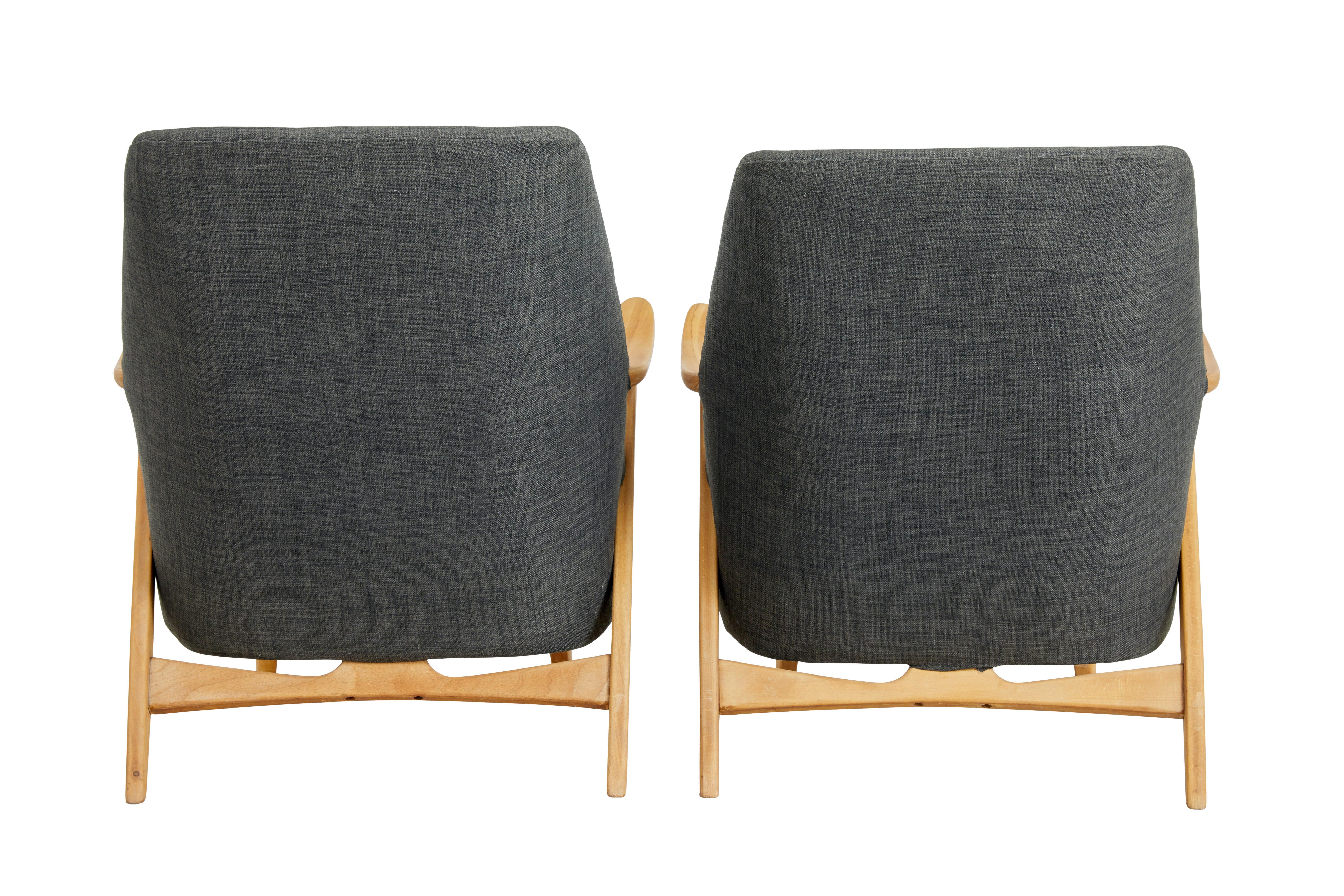 Pair of mid 20th century armchairs by Svante Skogh for Seffle Mobelfabrik en Bueno estado para la venta en Debenham, Suffolk