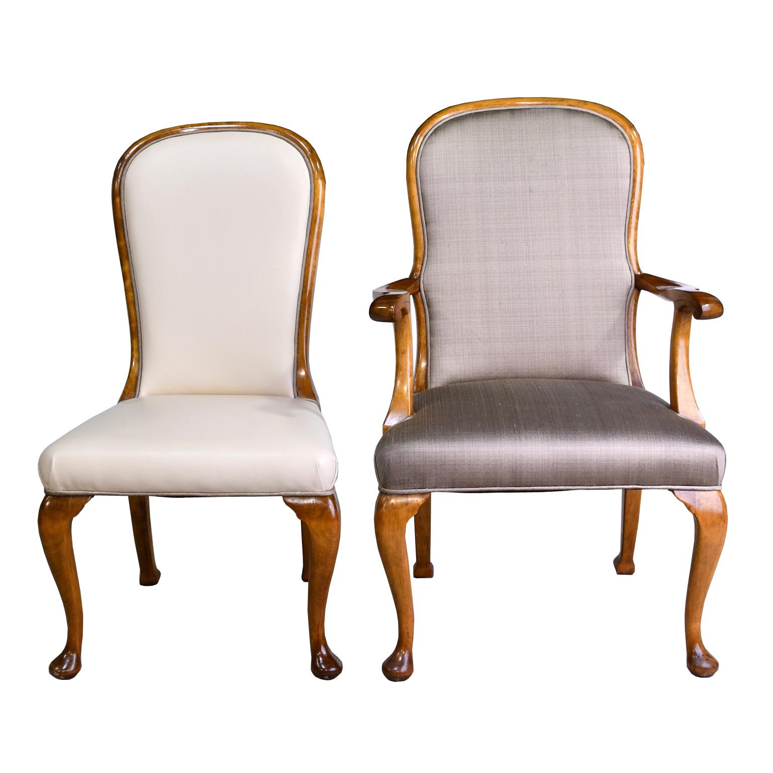 Pair of Mid-20th Century Birch Armchairs with Upholstered Back & Seats 4