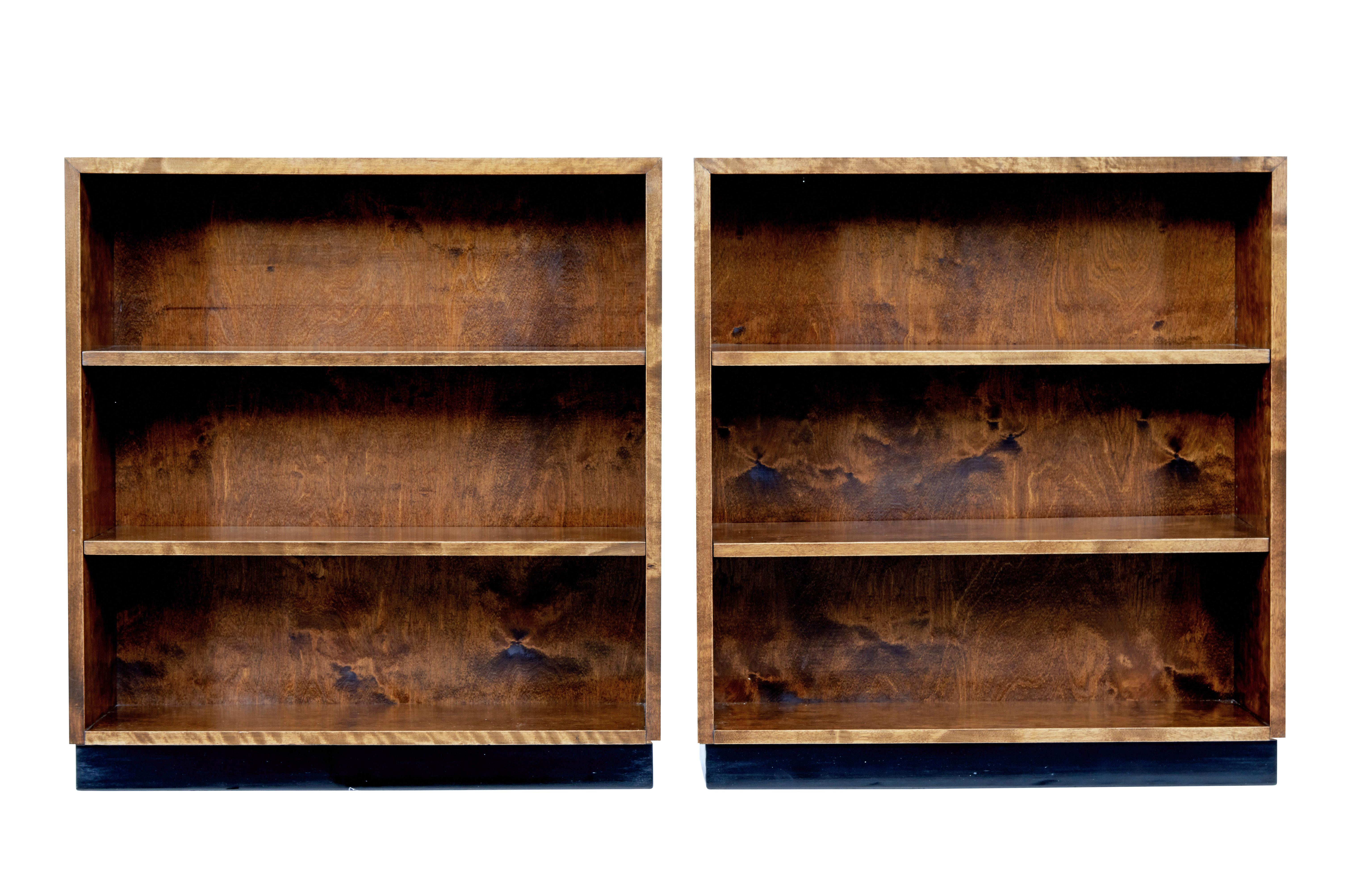 Swedish Pair of Mid 20th Century Birch Dwarf Bookcases