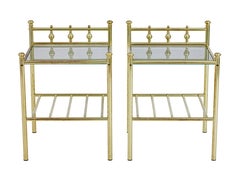 Pair of mid 20th century brass and glass side tables