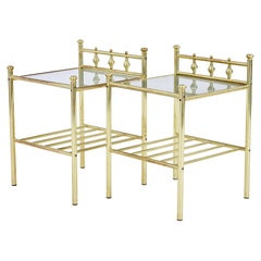 Pair of mid 20th century brass and glass side tables