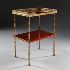 Pair of Mid-20th Century Brass and Mahogany Étagères after Maison Baguès