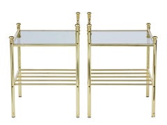 Pair of Mid-20th Century Brass Glass Top Occasional Tables