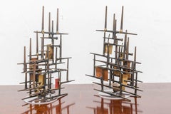 Coppia di lampade da parete brutaliste della metà del XX secolo, circa 1960