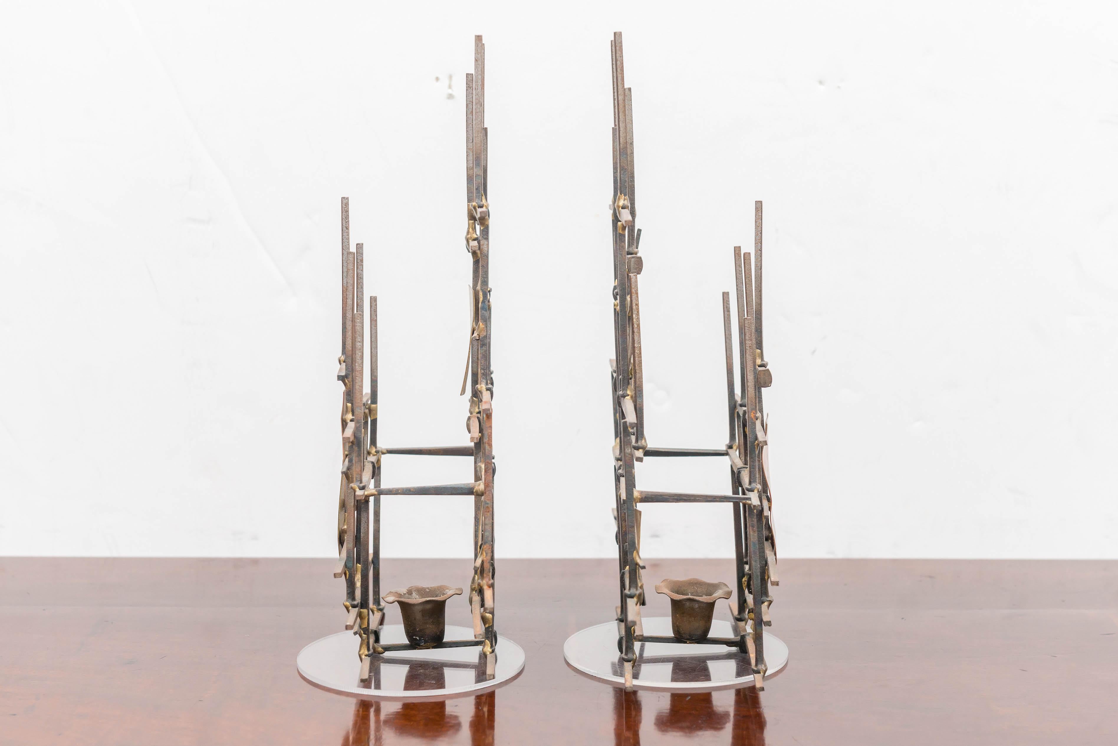 Pair of Mid-20th Century Brutalist Wall Sconces, circa 1960 For Sale 2