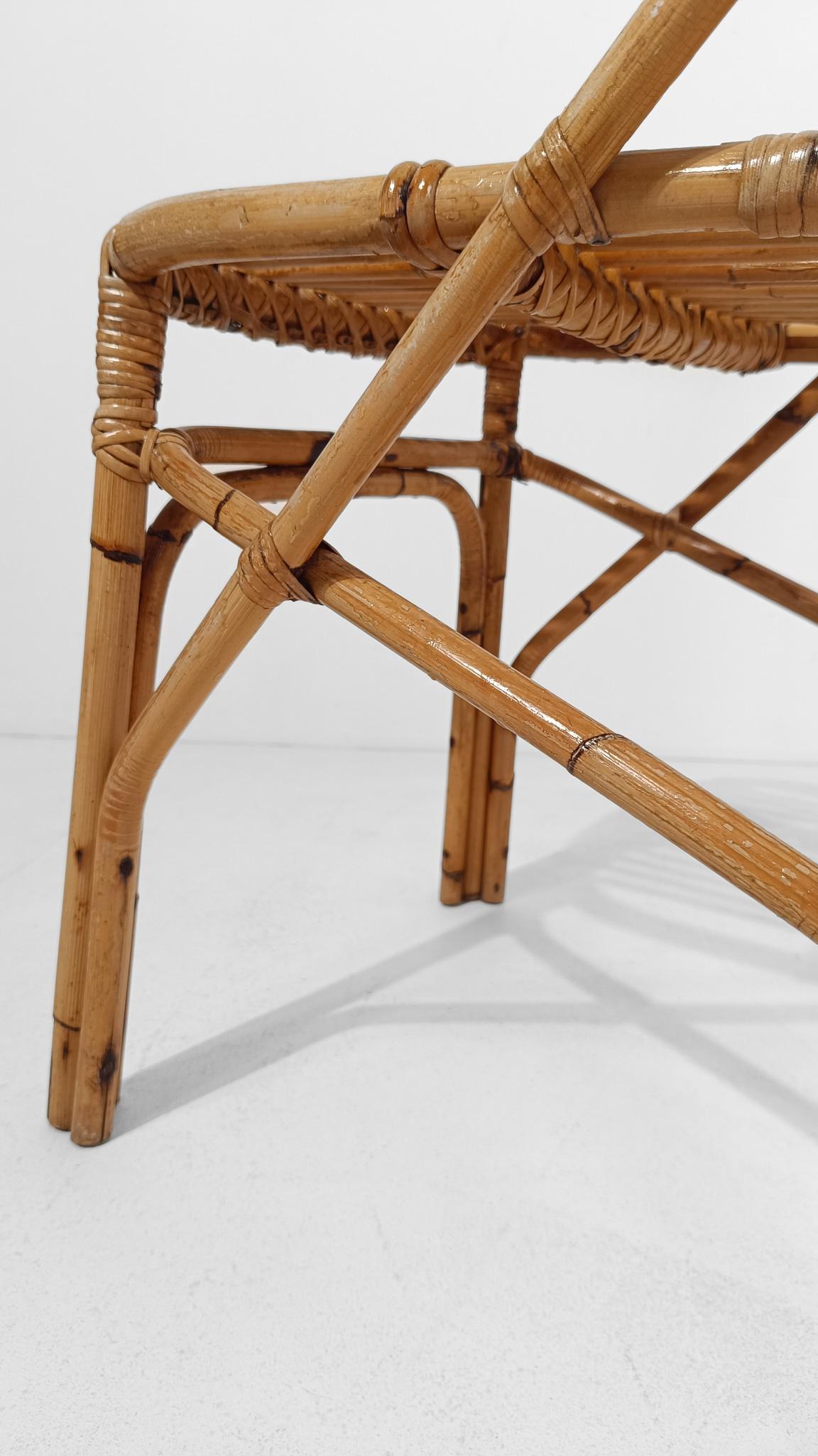 Coppia di sedie in canna e rattan della metà del XX secolo in stile Riviera italiana, anni '60 in vendita 4
