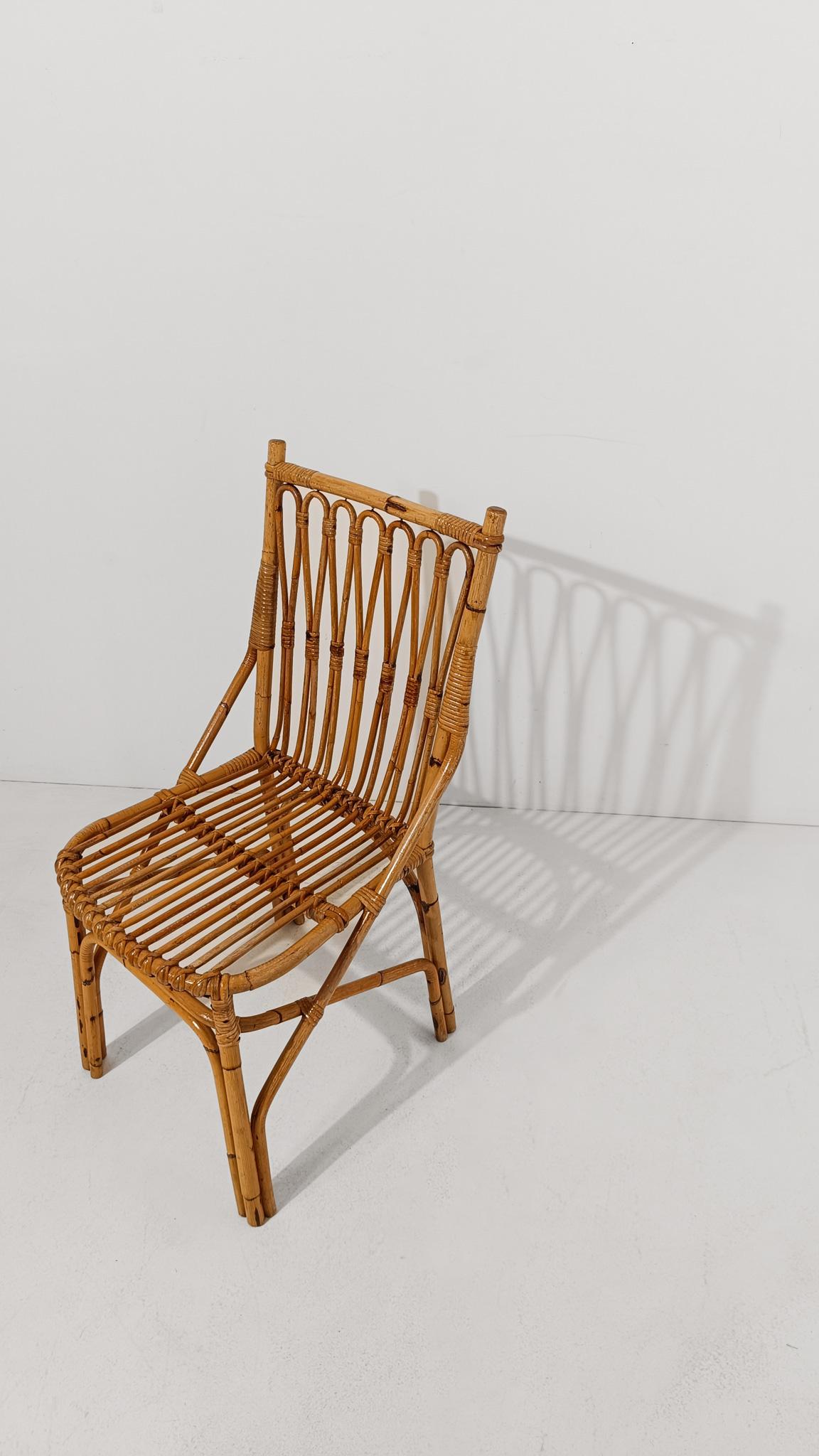Coppia di sedie in canna e rattan della metà del XX secolo in stile Riviera italiana, anni '60 in vendita 13