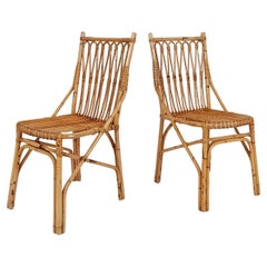 Pair of Mid 20th Century Cane & Rattan Chairs in Italian Riviera Style, 60s